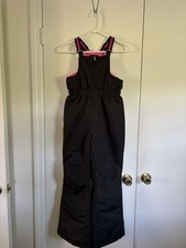 Swiss Tech Girls Black Ski Snow Bib Overalls Size L 10 12 Waterproof Insulated