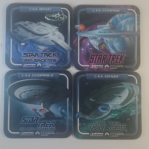 Newfield Star Trek Coaster Set U.S.S. Defiant Enterprise Voyager 4 Pieces