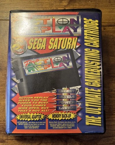 Vintage Sega Saturn Action Replay Pro Cheat Cartridge Pass-Through Play Import