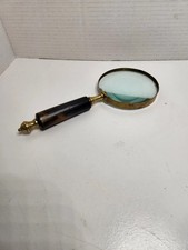 Brass 10X Handheld Magnifier, Bone Handle, Vintage Ideal for Reading, Inspection