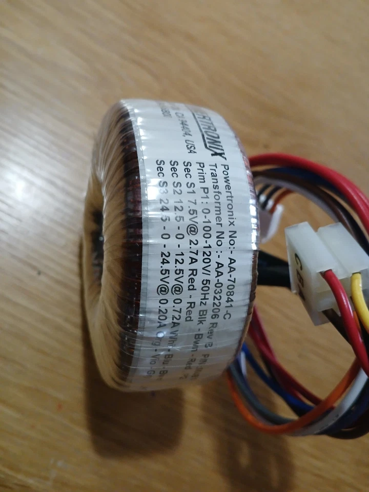 Powertronix 7.5V , 12.5V, 24.5 V toroid Transformer #AA-70841-C , AA - 032206  - Image 4 of 4