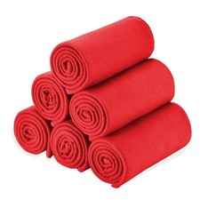 Fleece Throw Blanket 50x60 Bulk Pack of 6 Red