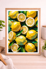 Lemon Wall Art Print | Mediterranean Kitchen Decor | Citrus Fruit Wall Art |