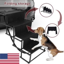 4-Step Foldable Pet Dog Ramp Ladder Step Stairs for SUV Truck Car Large Dogs USA