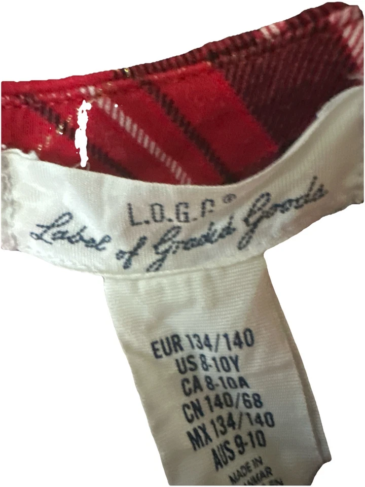 Vestido H&M Niña Manga Larga Rojo Negro Tartán Cuadros Talla 8-10Y Dorado Cremallera Trasera Foto 2 de 3