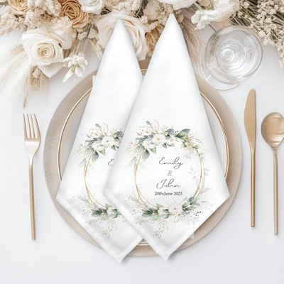 Personalisiertes Kranz Thema Hochzeit Stoff Servietten Set, Tischkleidung, Abendessen Geschenk