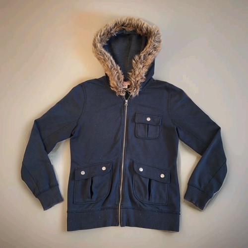 Giacca con cappuccio Mossimo Supply Co donna media nera maglione pelliccia sintetica zip intera - Foto 1 di 10