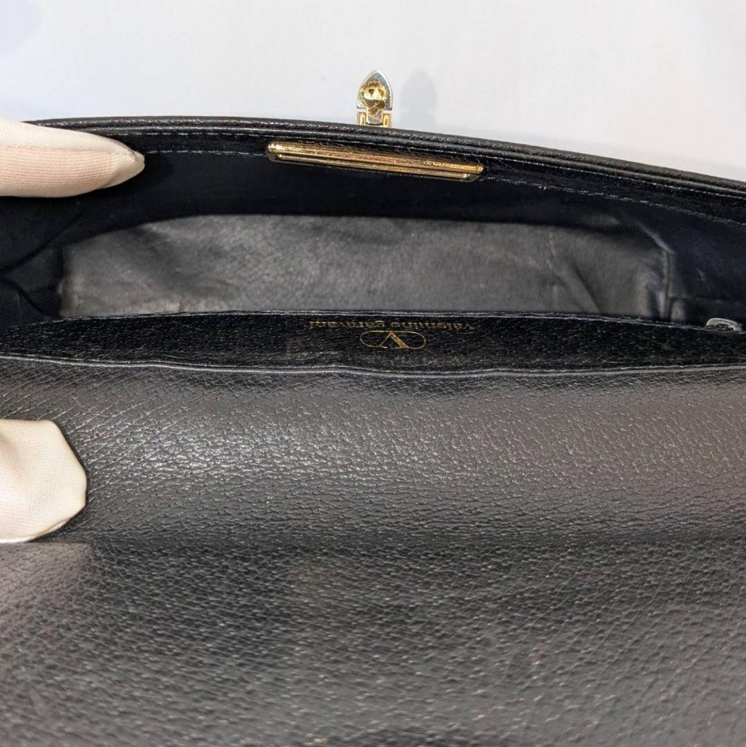 Valentino Garavani Black Leather Shoulder Bag with Gold Hardware, Vintage Japan thumbnail 9