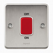 45A DP Cooker Control Switch Cooker Isolator 45A Red Switch Brushed Chrome