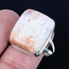 Winsome Scolecite Gemstone Handmade 925 Sterling Silver Jewelry Ring Size 9