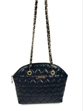 MOSCHINO Vintage Heart Quilted Leather Chain Shoulder Bag Black Gold