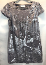 Rocha John Rocha Grey Sequin Dress UK 8 Embellished Evening Occasion Debenhams
