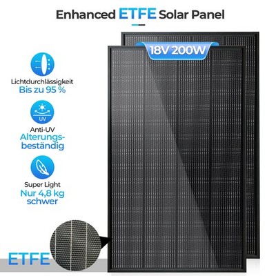 Solarmodul Solarpanel 18V 400 Watt 200W*2 Monokristallin für Solaranlage 0%MwSt