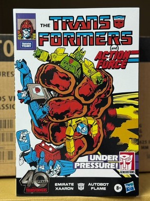 HASBRO TRANSFORMERS GENERATIONS COMIC EDITION AUTOBOT FLAME & EMIRATE XAARON