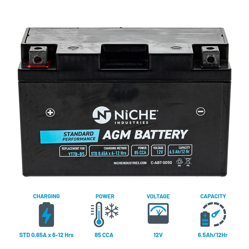NICHE AGM Battery YT7B for Suzuki DRZ400 Yamaha TTR250 Ducati 1199 Panigale - Изображение 2 из 4