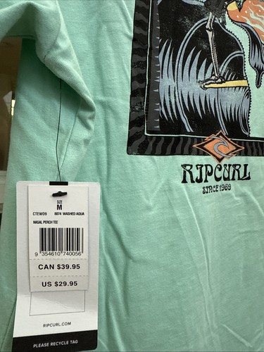 Rip Curl Nasal Perch Tee Shirt Sz Medium M Color: Washed Aqua, NWT - Picture 5 of 5