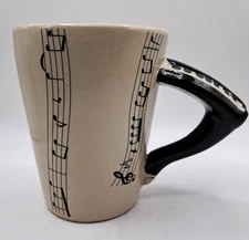 Vintage Piano Keys Musical Notes Pianist Themed Ceramic Coffee Mug Tea Cup 4.25"