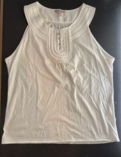 Womens Banana Republic Ivory Sleeveless Top Shirt Blouse Size M Layering Capsule