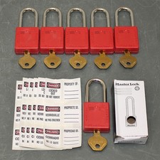 (6) Master Lock Lockout Padlock 410S6RED, Keyed Different, Red, Standard Shackle