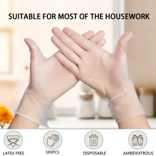100pk Disposable Vinyl Gloves for Food Prep Cooking Cleaning RestaurantsOpens