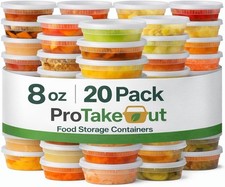  8oz-20 Sets Plastic Deli Containers with Lids - BPA Free Clear Soup Containers