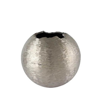 Kaheku Kugelvase Abius 15 cm   Moderne Metallvase in Silber, auch als Windlicht
