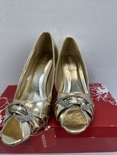 Krasceva Gold Peep Toe Court Heel Shoes Size 7 EU 40  - 516