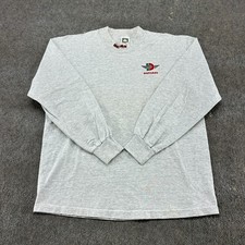 VINTAGE Ducati Motorcycles Shirt Mens L Grey Long Sleeve Cotton Mock Neck 90s