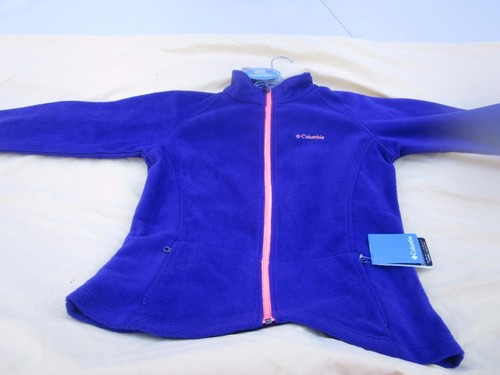 GIRL'S Columbia Sportswear PURPLE Fleece Jacket Full Zip L 14-16 Dots warm NWT