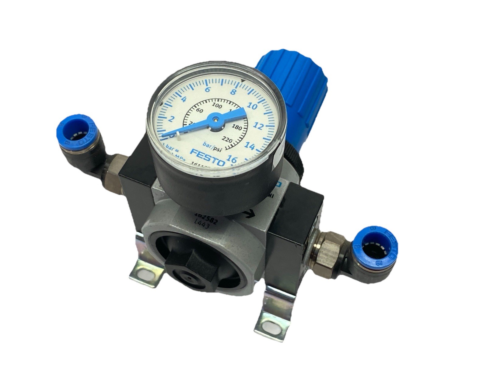 Festo LR-1/8-D-7-MINI Pneumatic Pressure Regulator 162582 w/ Gauge