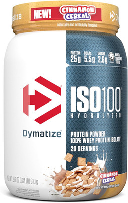 ISO100 Whey Protein Powder Isolate, Cinnamon Cereal, 25g of Protein, 5.5g BCAAs,