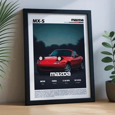 Mazda MX-5 Miata NA Poster Classic Roadster Wall Art Print Decor