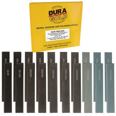 20 Pack Model Sanding and Polishing Sticks 5'' Rectangular Shape Variety of Grits