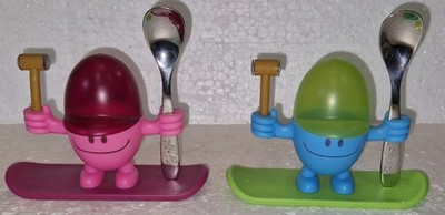 2 Stück WMF Eierbecher Willy Mia Fred McEgg Metall, Kunststoff
