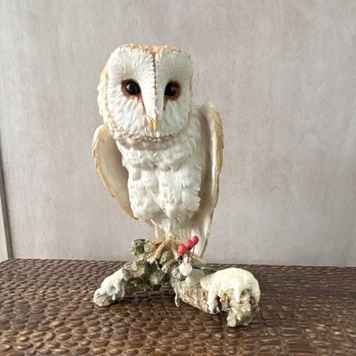 Country Artists Barn Owl On Winter Branch, 7  Tall, Figurine