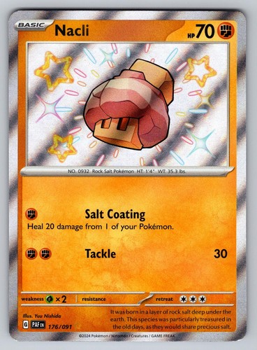 Nacli 176/091 - Shiny Rare - Paldean Fates Holo Pokemon - NM