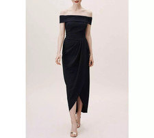 Anthropologie BHLDN Womens 2 Black Thompson Off the Shoulder Midi Dress