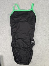 Speedo Women's 10/36 Flyback One Piece Swimsuit Black And Bright Green Box Damag
