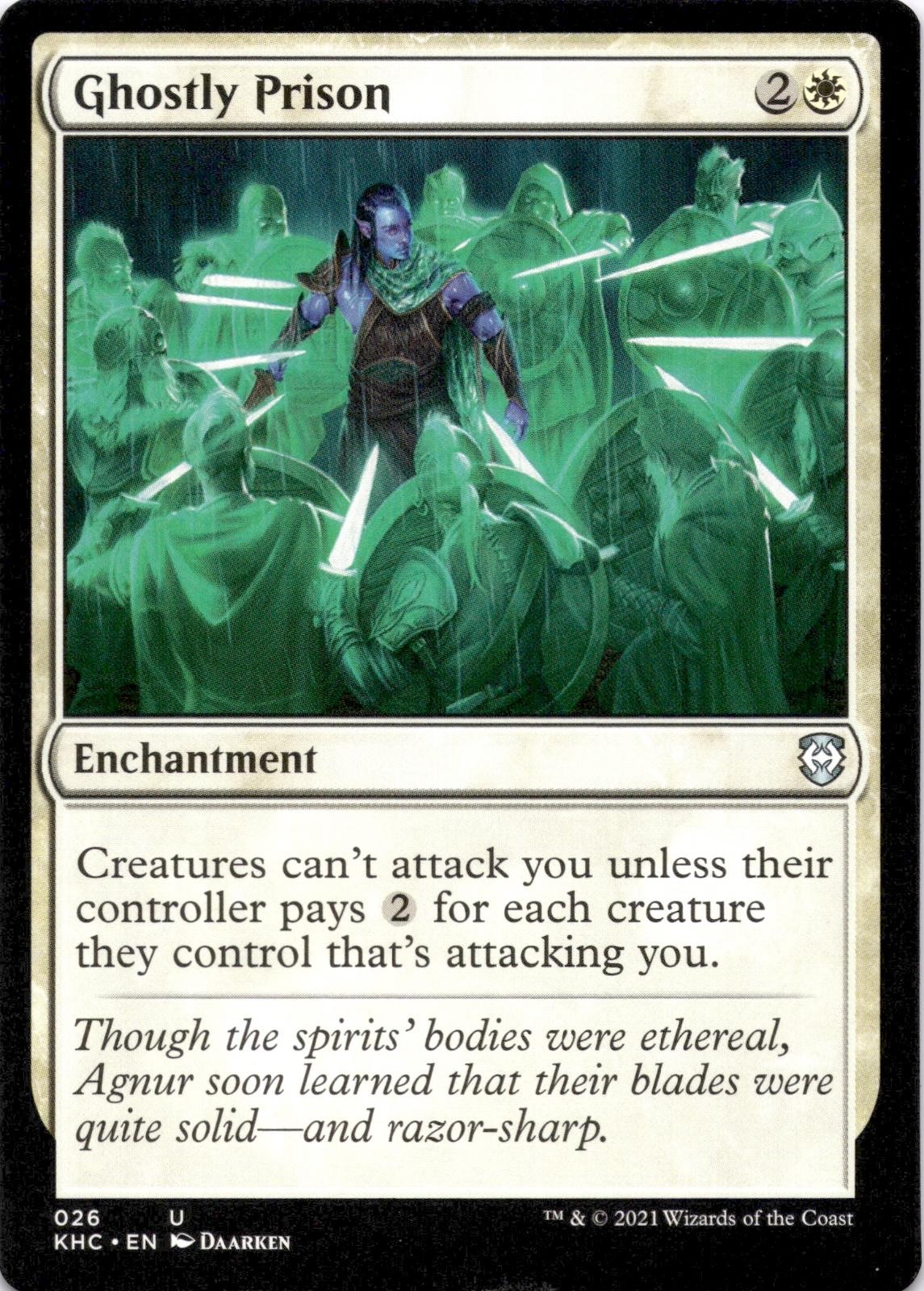 Ghostly Prison KHC #26 Commander: Kaldheim Magic: The Gathering Near Mint