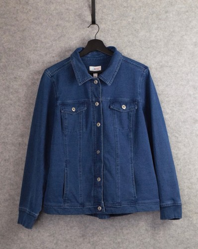 Denim & Co. D&Co. Bequeme Jeansjacke mit Kragen dunkelblau Größe XL