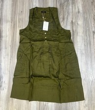 Quince 100% European Linen Sleeveless Swing Dress Martini Olive Size Large NWT