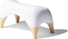 Ottoman Premium Toilet Stool 9 Inch Tall White/Bamboo Modern Sleek Design