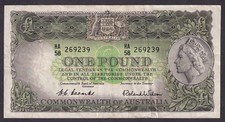 R33 One Pound Coombs/Wilson Commonwealth VF 1953 Australia £1 Pre-decimal Note