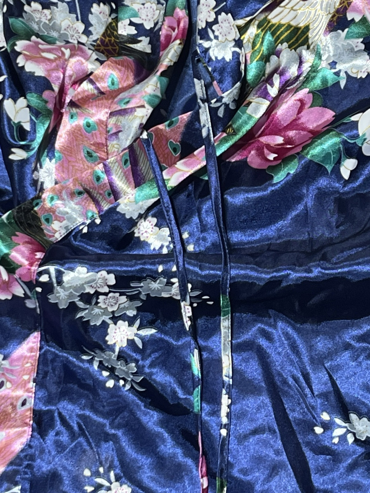 BABEYOND Long Sleeve Kimono Women Robe Peacock and Blossoms Printed @N9