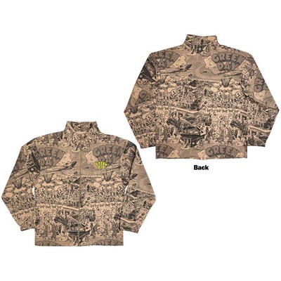 Green Day Zip Jacket: Dookie All Over Print (Brown) (Back Print) OFFICIAL NEW