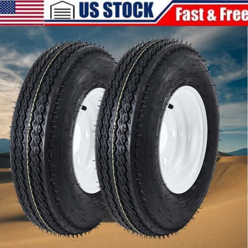 Set of 2 4.80-8 480-8 4.80X8 Utility Boat Trailer Tires with 8" Rims 5 Lug 6 Ply