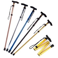 Adjustable Easy Folding Aluminum Metal Walking Sticks Collapsible Travel Cane US