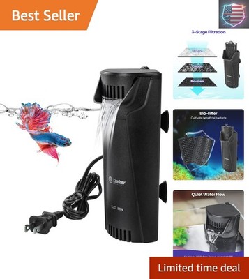 Quiet Internal Aquarium Filter, 3-Stage -Filtration Low-Level Waterfall Small...