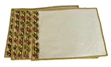 Handmade Christmas Holiday VTG Baubles Sparkle OOAK Jewel Tones Placemats Set/5