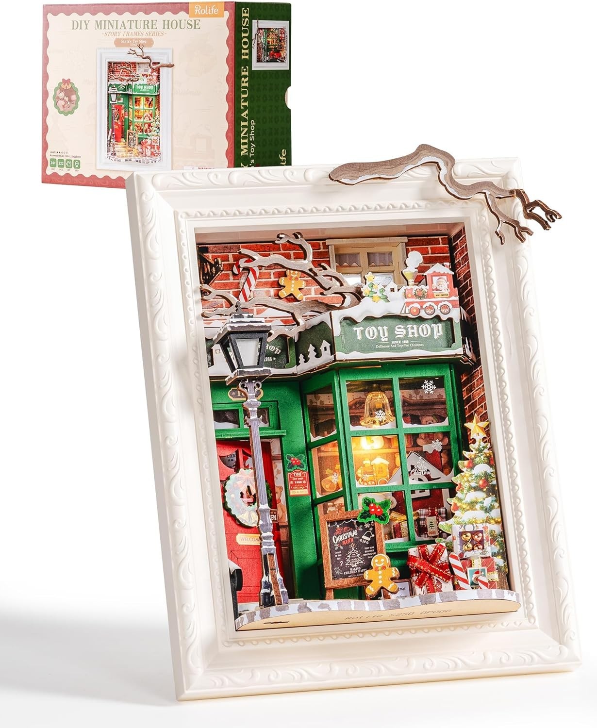 Rolife DIY 122PCS 3D Puzzle Santa's Toy Shop Miniature House with LED Xmas Gifts